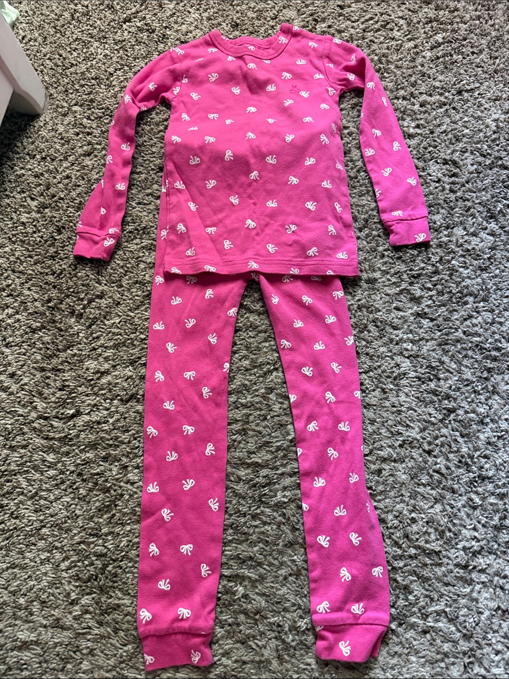 GAP organic cotton Hot Pink Bow-Print Long Sleeve Pajama Set